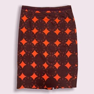 Boden coral and purple print skirt